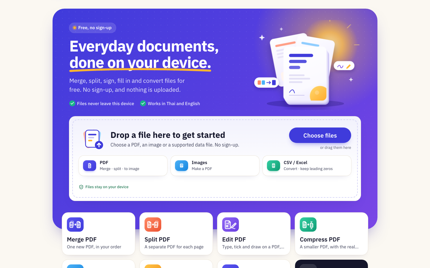 Global homepage and local document workspace